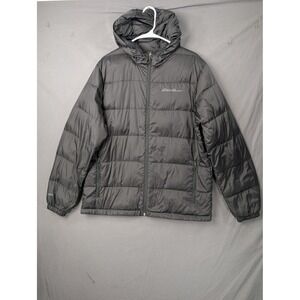 Eddie Bauer Mens Down‎ Hooded Puffer Jacket Black Large